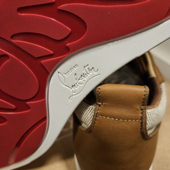 $845 Christian Louboutin Tutti Rui Canvas Leather Sneaker Beige EU 42 US 9 BNIB - Picture 7 of 8
